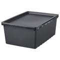 Kotak penyimpanan dengan penutup, hitam, 35x25x14 cm/9 l