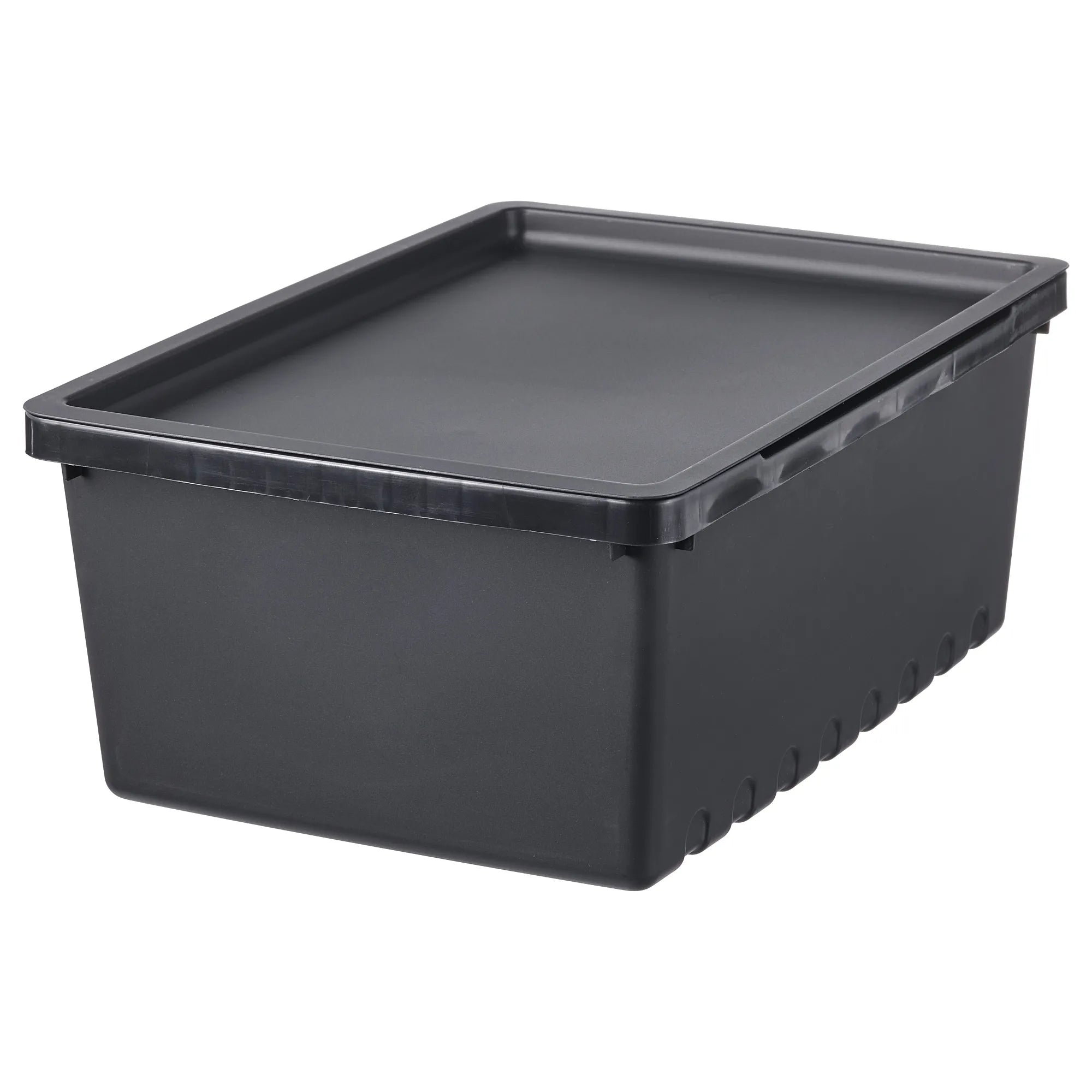 Kotak penyimpanan dengan penutup, hitam, 35x25x14 cm/9 l