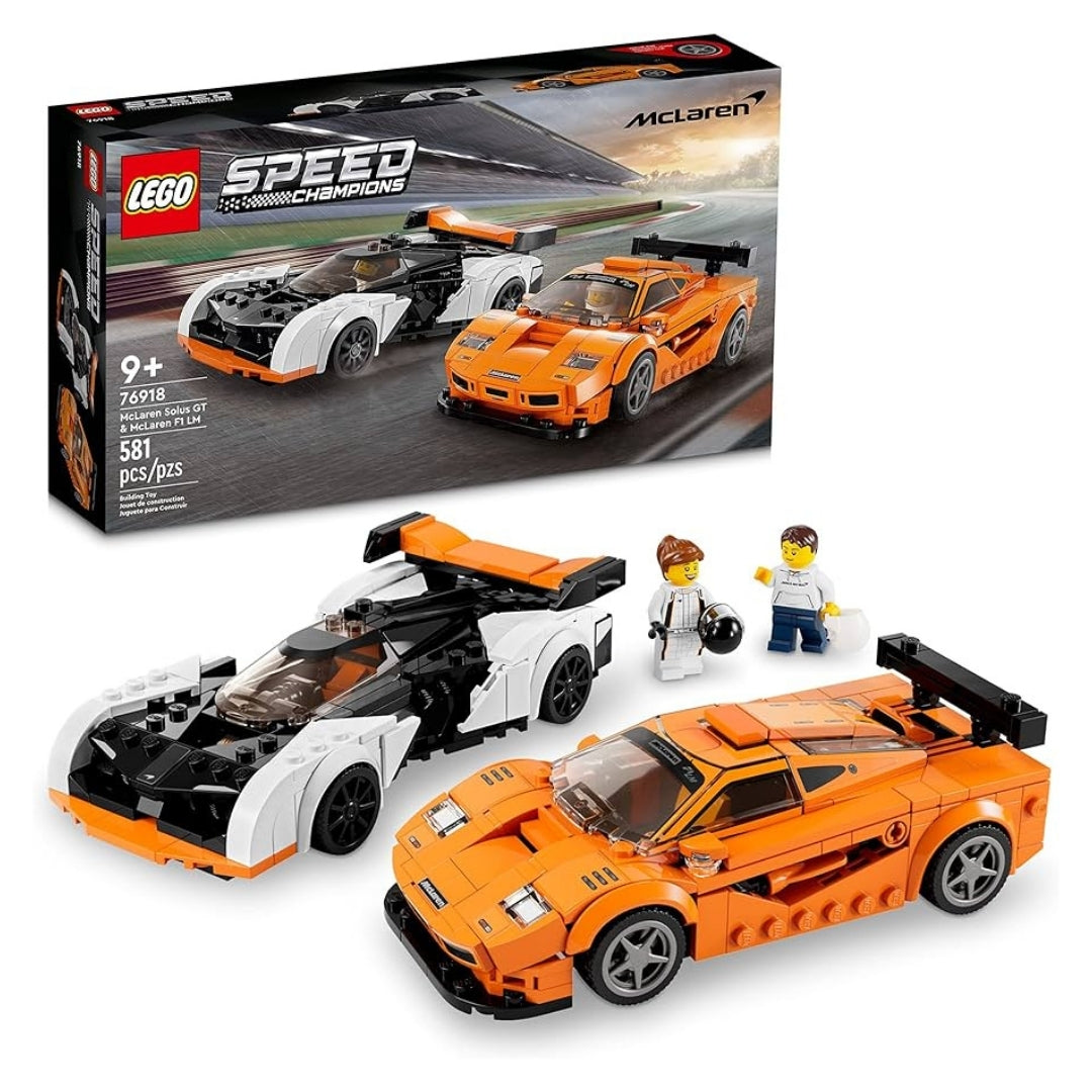 LEGO Speed Champions McLaren Solus GT & McLaren F1 LM 76918, Featuring 2 Iconic Race Car Toys, Hypercar Model Building Kit, Collectible 2023 Set