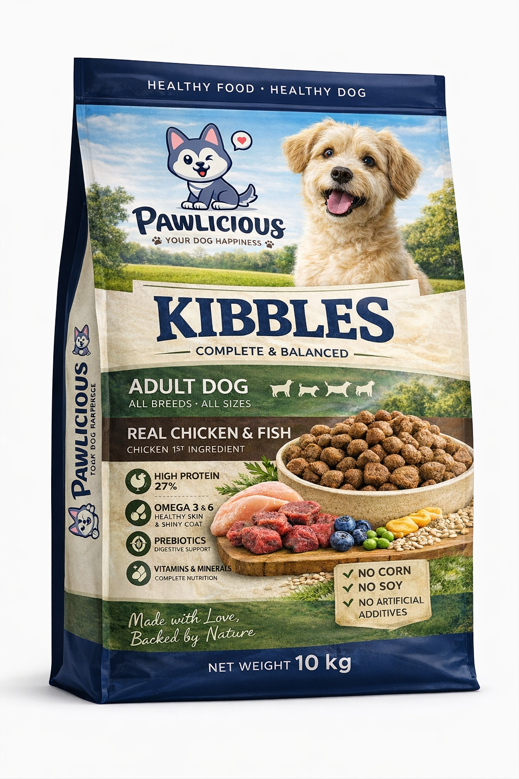 Pawlicious Kibbles Complete & Balance Adult Dog Food — Chicken & Fish Flavor