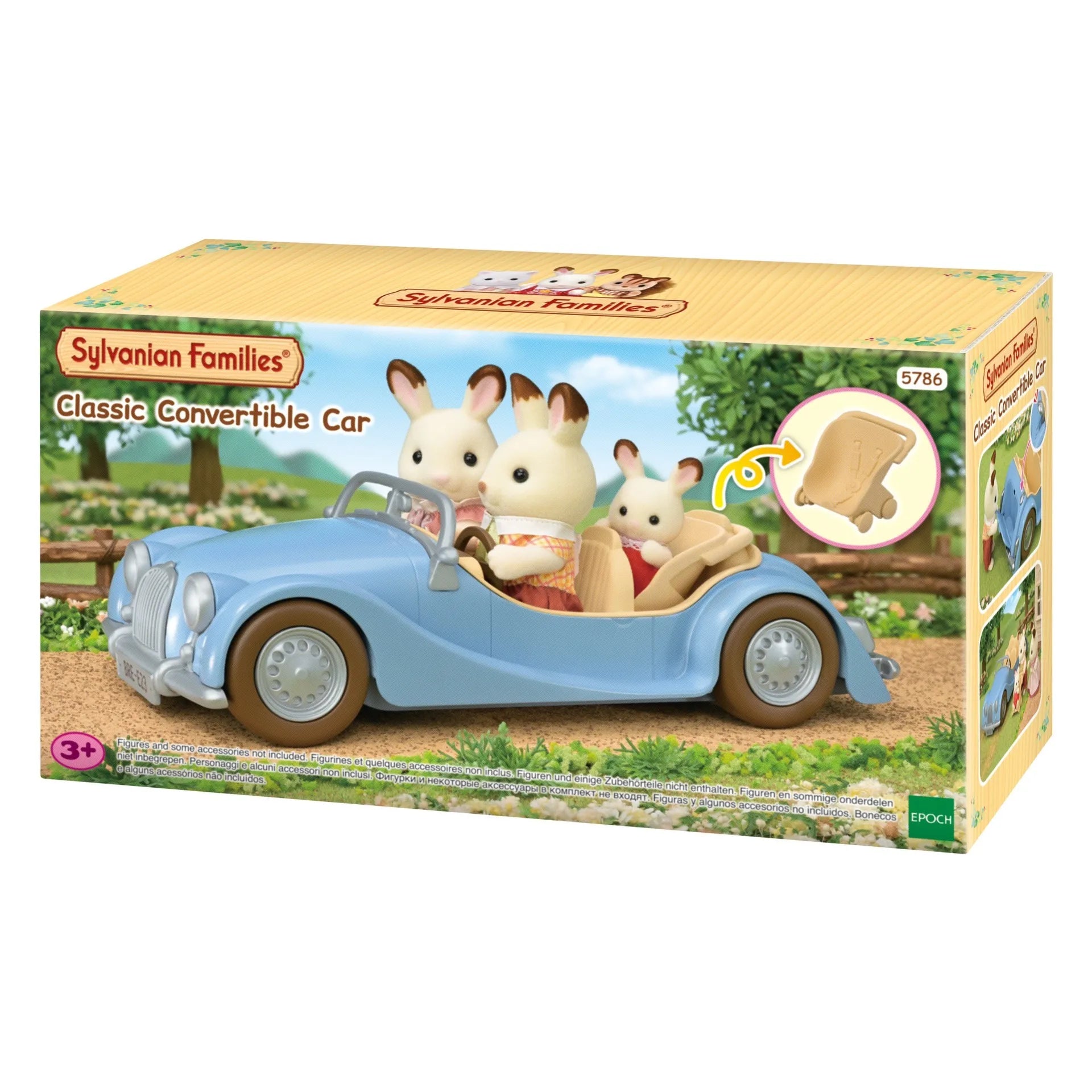 Sylvanian Families Classic Convertible Car toy set packaging with family