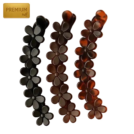 Accessories Jepit Pisang Premium Bunga Hitam Coklat (pc)