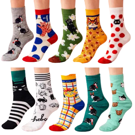 Accessories Kaus Kaki Panjang Kucing Cat Crew Socks